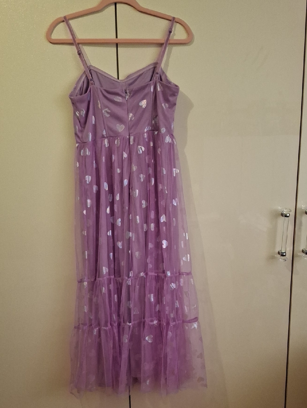 Betsey Johnson Lavender Tulle Dress with Metallic Heart Accents - Picture 3 of 5